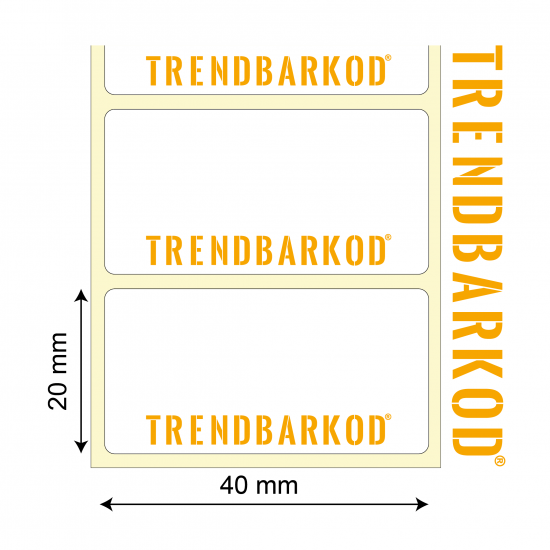 20 * 40 mm PP Şeffaf Yapışkanlı Etiket (1000) - trendbarkod