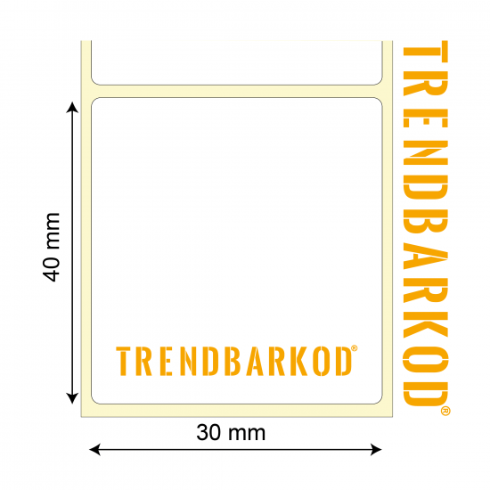 40 * 30 mm PP Şeffaf Yapışkanlı Etiket (1000) - trendbarkod