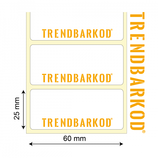 25 * 60 MM TEKLİ KUŞE YAPIŞKANLI ETİKET (2000) - trendbarkod