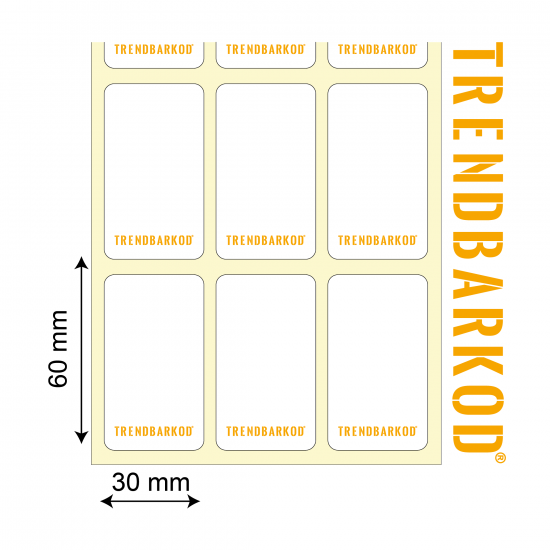 60 * 30 MM 3'LÜ AYRIK TERMAL STICKER (3000) - trendbarkod