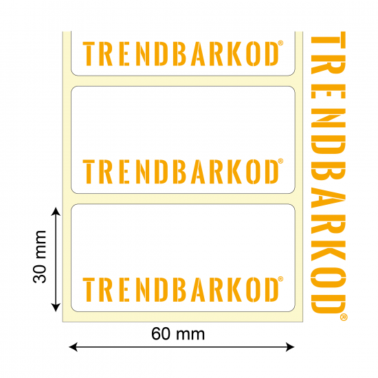 30 * 60 mm Kuşe Sürsajlı Yapışkanlı Etiket (1000) - trendbarkod